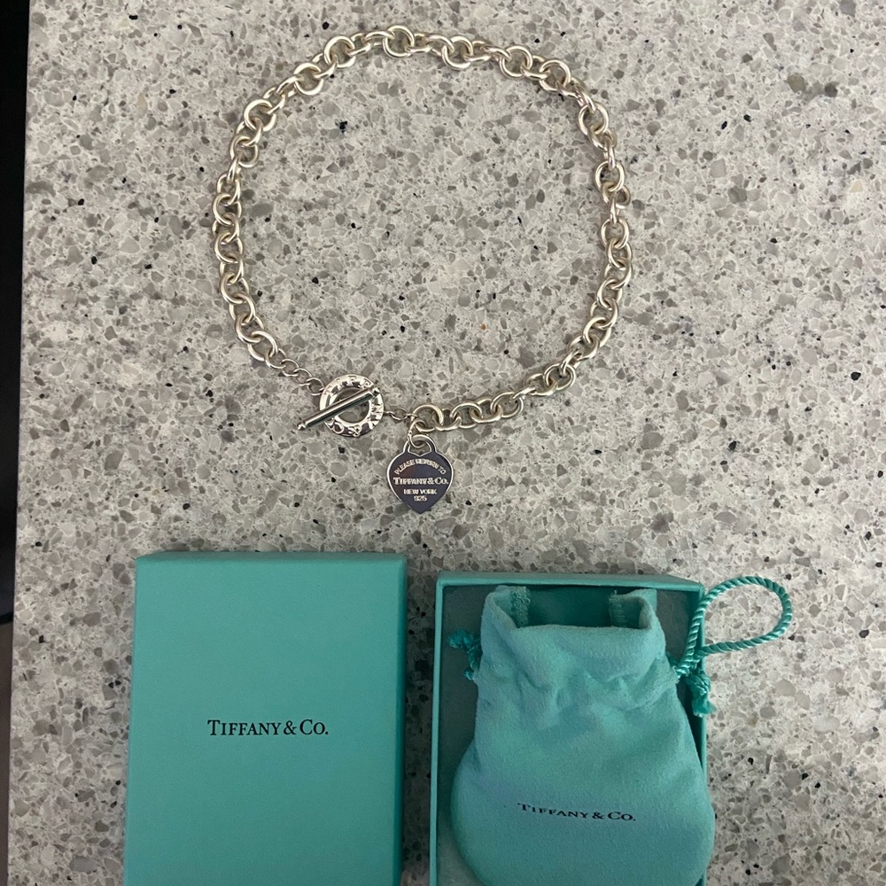 Tiffany & Co. Silver Heart Tag Toggle Pendant Necklace